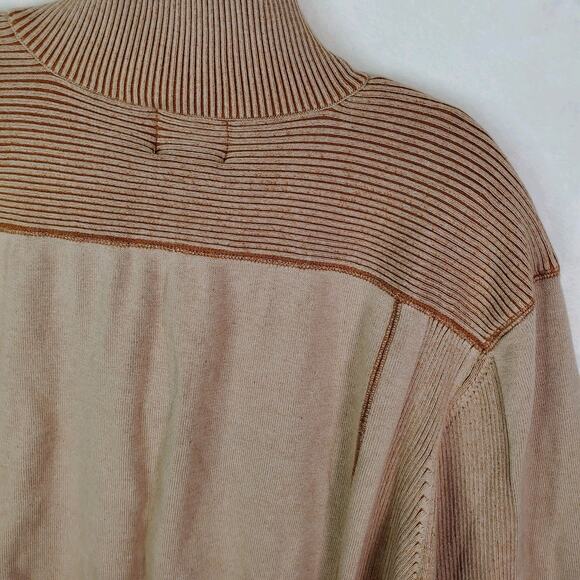 1897 Men’s Quarter Zip Sz XXL Tan Pullover Knit Sweater Long Sleeve Ribbed Top - Picture 7 of 8